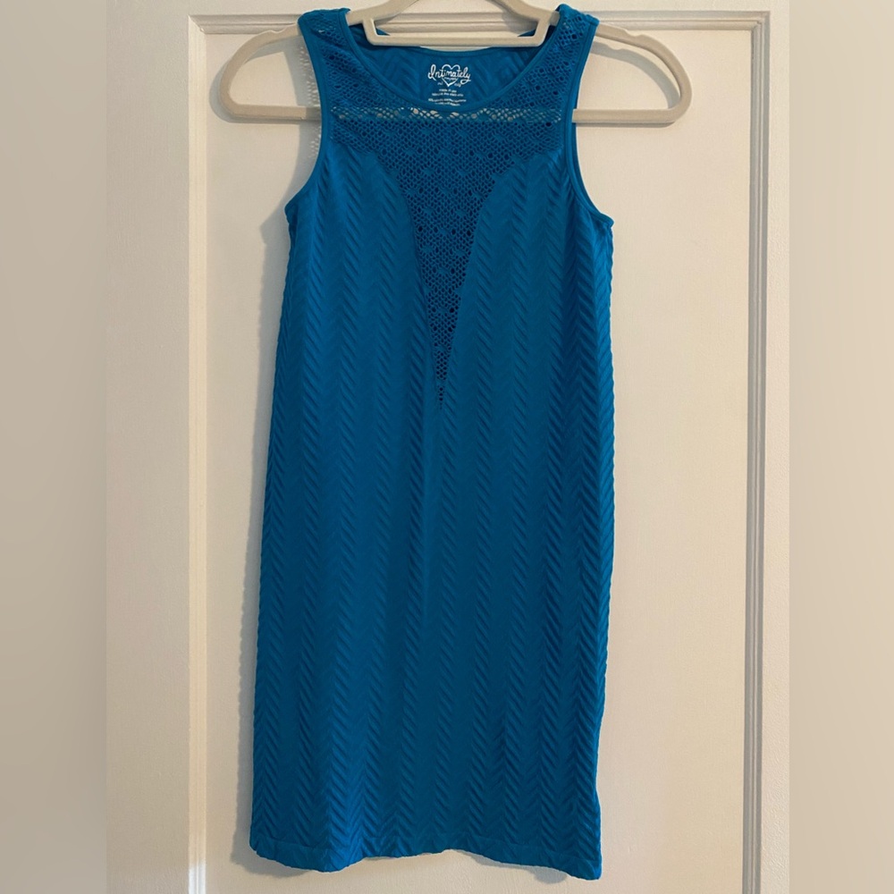 Y2K Free People Intimately Boho Sleeveless Mini Bodycon Summer Beach Dress Teal